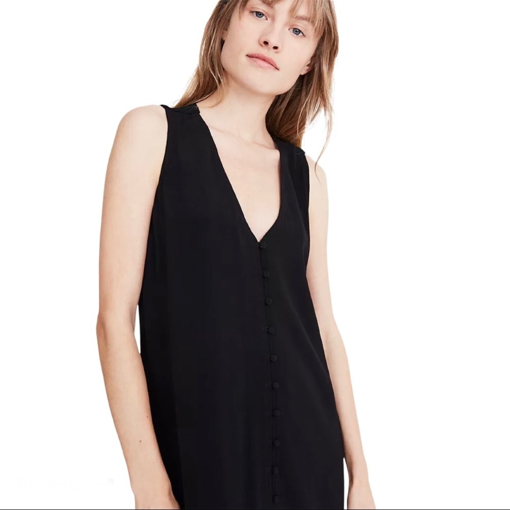 Madewell Heather Button Front Dress Black S